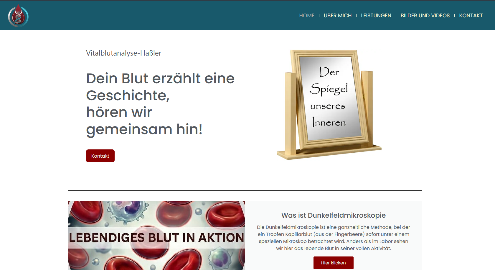 Website von Vitalblutanalyse Hassler mit responsivem Webdesign